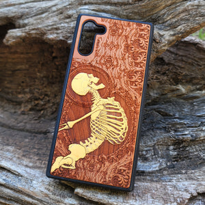 iPhone & Samsung Galaxy Wood Phone Case - Skeleton "Stumble" Hand Painted