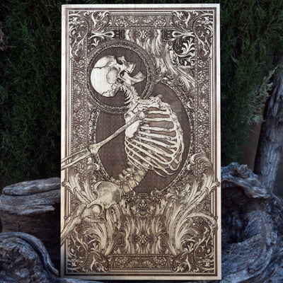 Stumbled-Limited Edition - Extra Large – gothic art, engraved wood, dark fantasy, skeleton design, artisan crafted