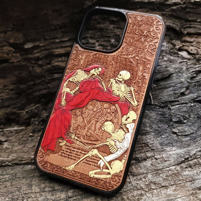 Dark art wood case with a haunting Red Souls hand-painted design. A premium wooden gift for those who appreciate gothic, horror, and fantasy art.
