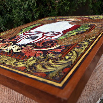 Unique skull engraving on cedar wood, an ideal gothic anniversary gift.