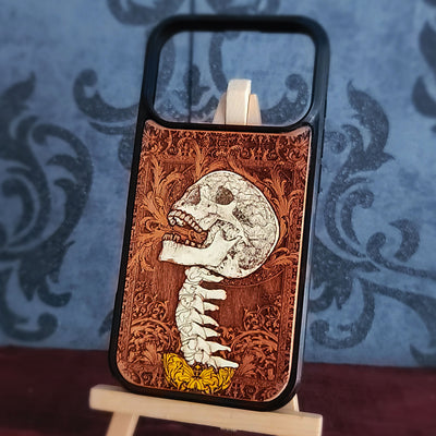 Scream - Funda de madera para teléfono - Pintada a mano en blanco