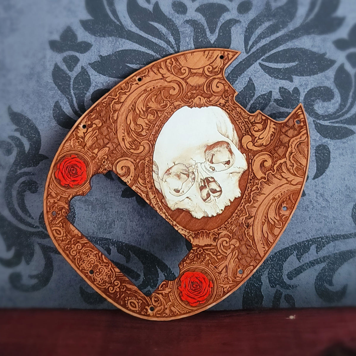 Bass Wood Pickguard - Skull Hand Painted