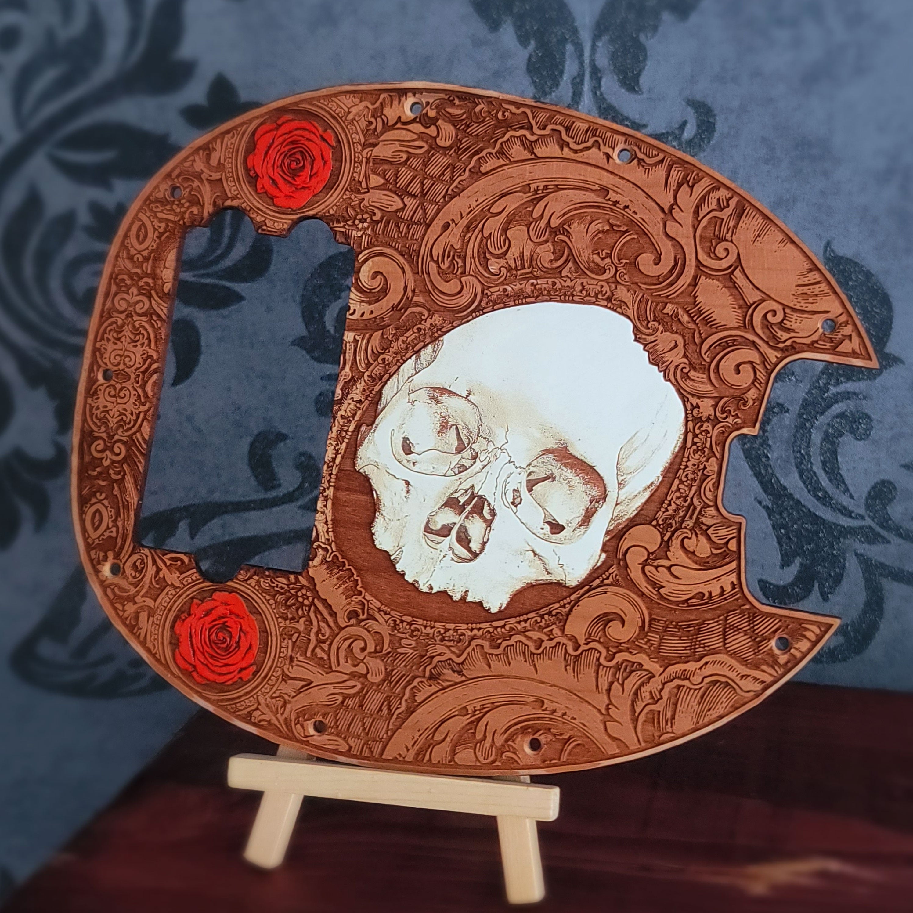 Bass Wood Pickguard - Skull Hand Painted