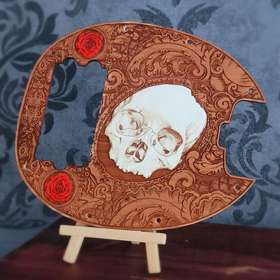 Bass Wood Pickguard - Skull Hand Painted
