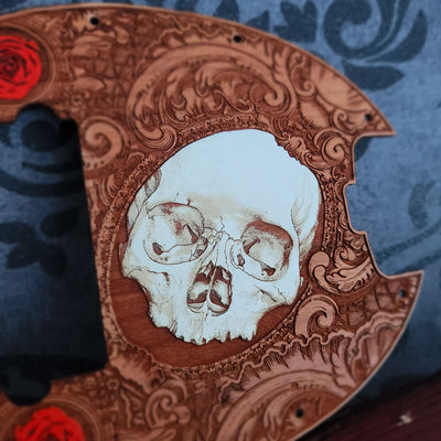 Bass Wood Pickguard - Skull Hand Painted
