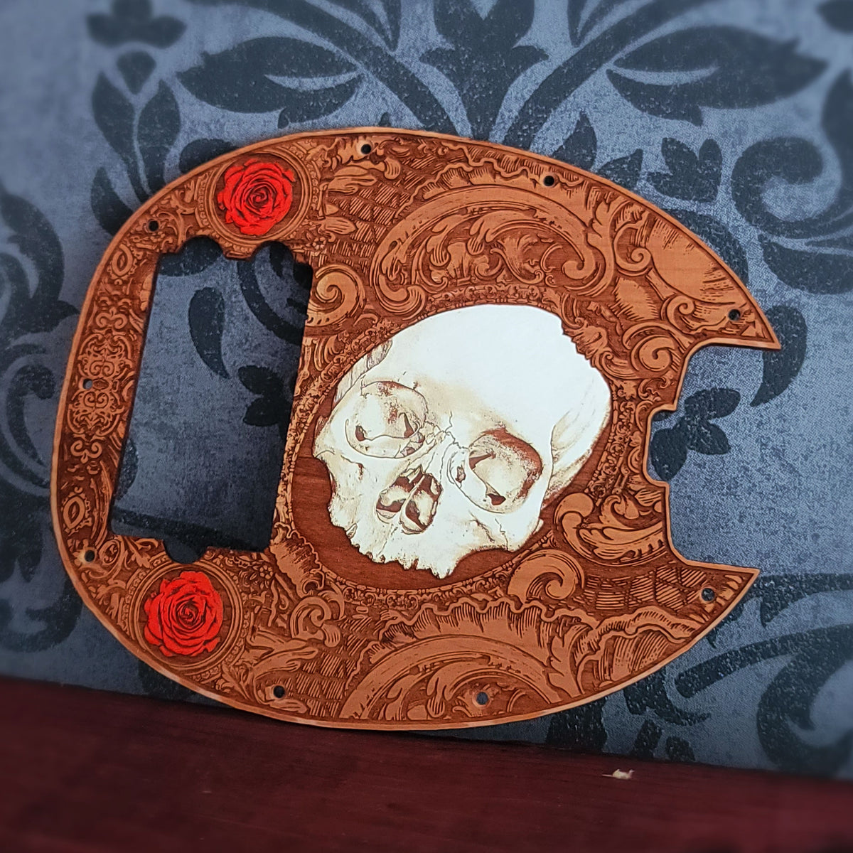 Bass Wood Pickguard - Skull Hand Painted