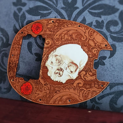 Bass Wood Pickguard - Skull Hand Painted