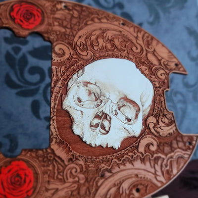 Bass Wood Pickguard - Skull Hand Painted