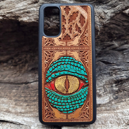 iPhone & Samsung Galaxy Wood Phone Case - Snake Eye Green Reptilian