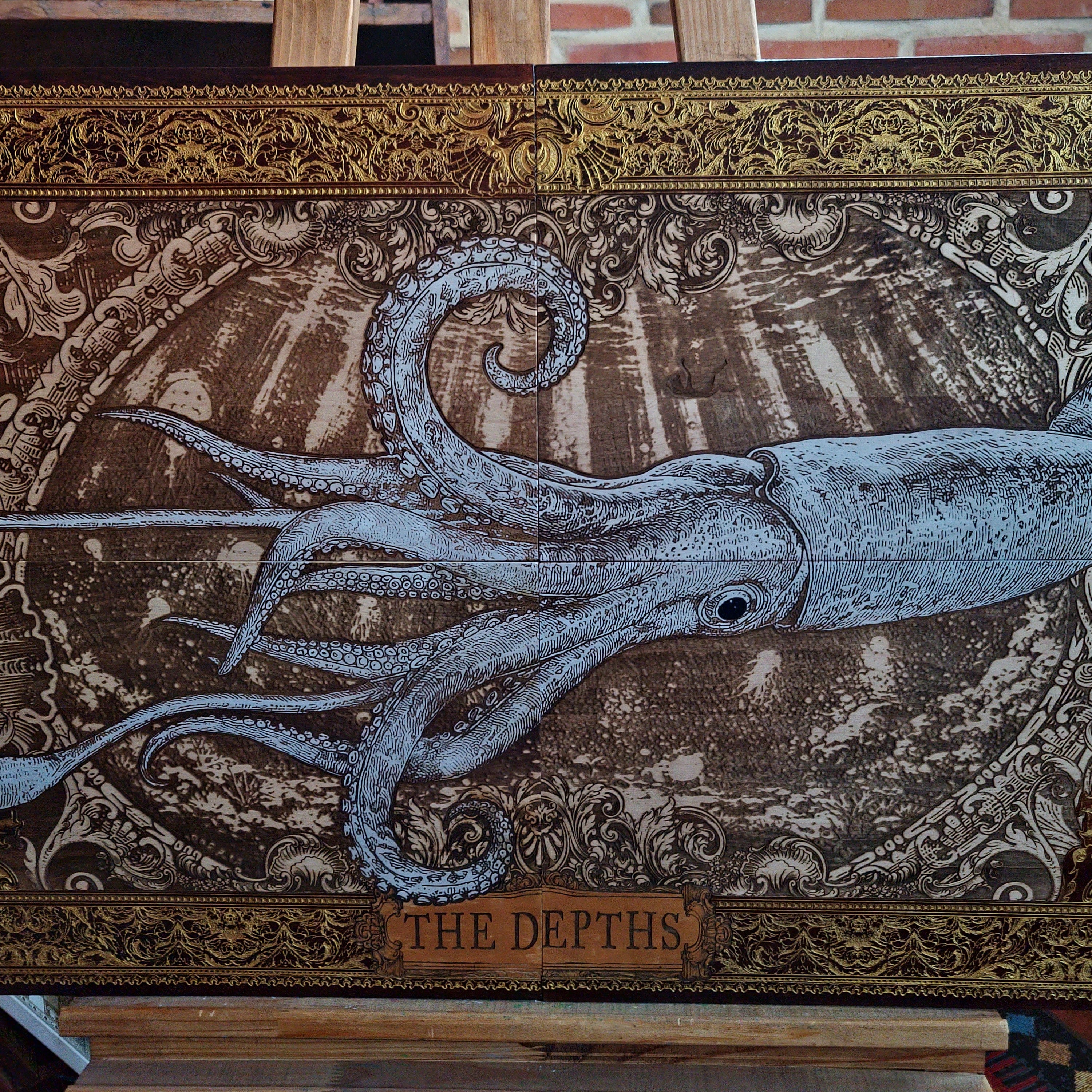 Squid - The Depths - Mega Large - 4 Wood Pieces