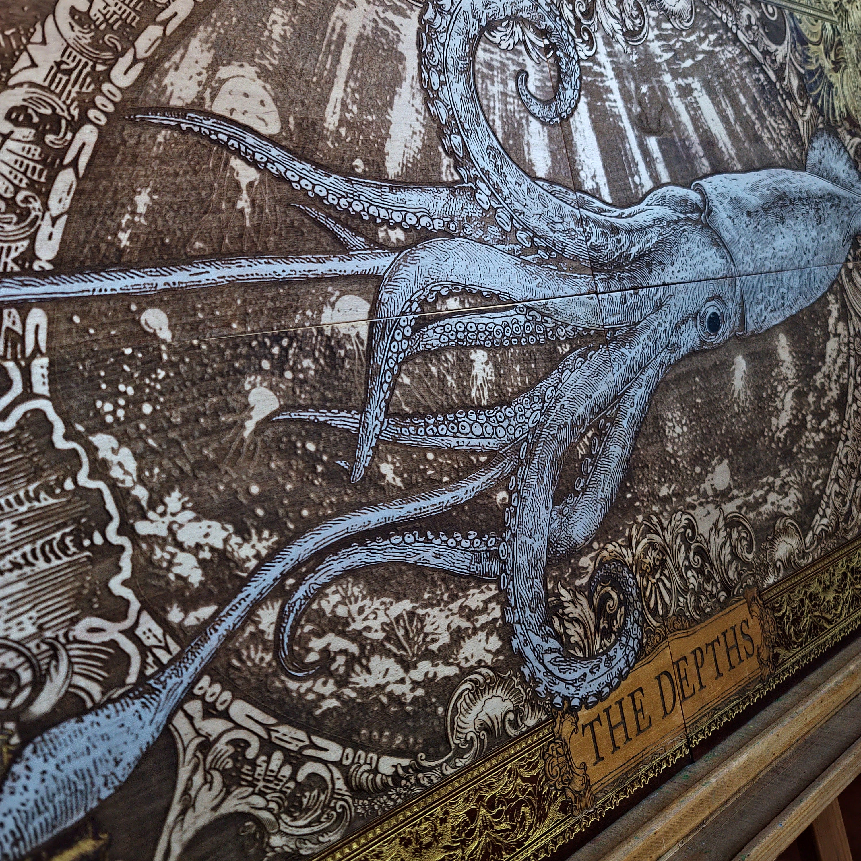 Squid - The Depths - Mega Large - 4 Wood Pieces