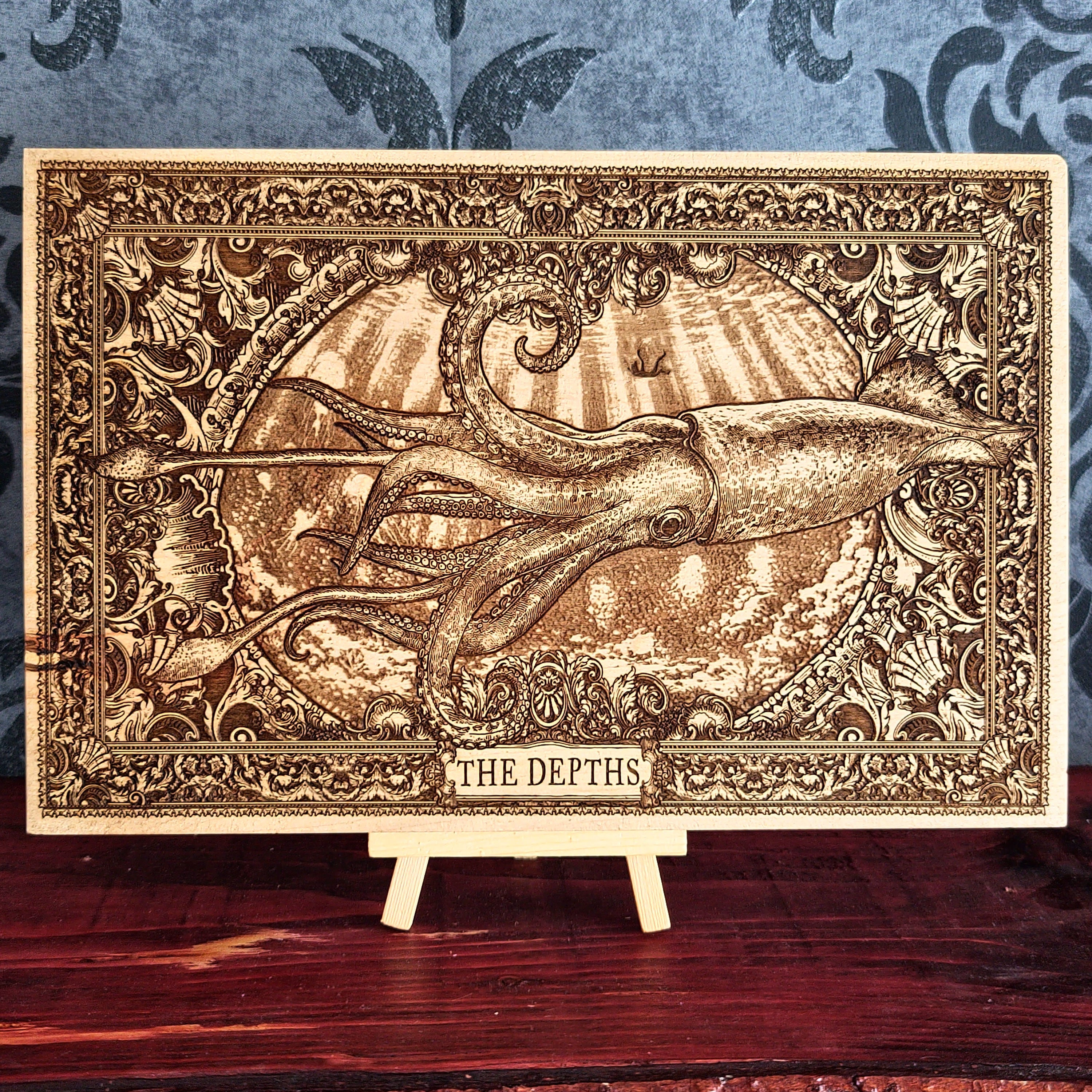  Squid wood wall art, hand painted nautical decor