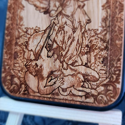iPhone &amp; Samsung Galaxy Holz-Handyhülle - Kunstwerk "Heiliger Erzengel Michael"
