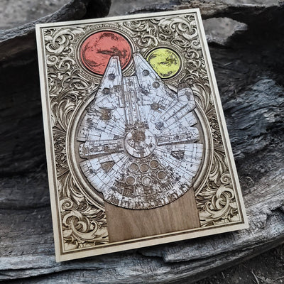 Handmade wooden artwork 'nan' – wood gift for 5 year anniversary, wedding present, gift for him or her, romantic handcrafted decor