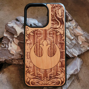 iPhone & Samsung Galaxy Wood Phone Case - Star Wars Artwork "Rebel Logo"
