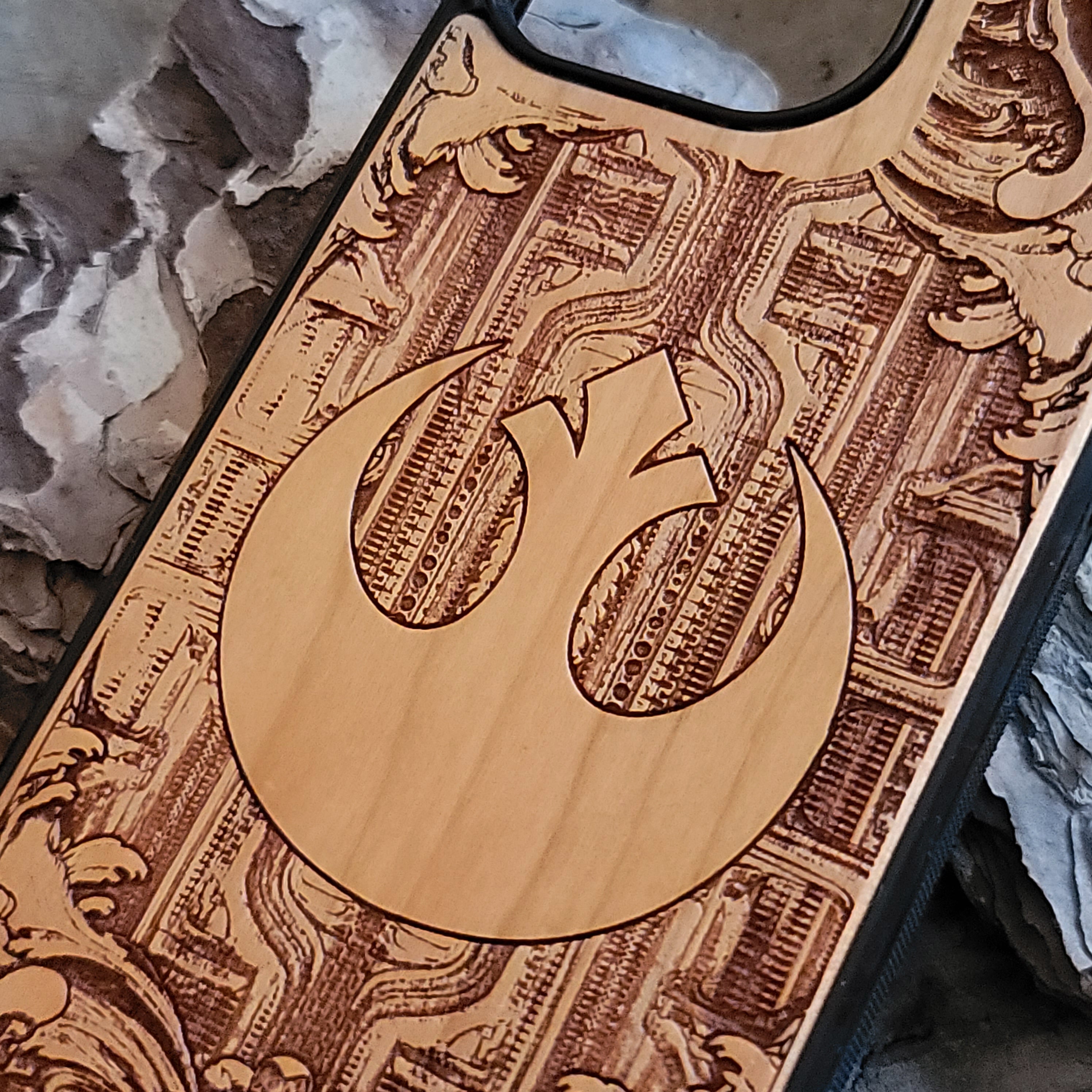 iPhone & Samsung Galaxy Wood Phone Case - Star Wars Artwork "Rebel Logo"