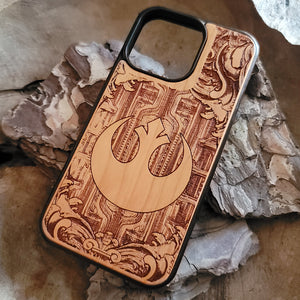 iPhone & Samsung Galaxy Wood Phone Case - Star Wars Artwork "Rebel Logo"