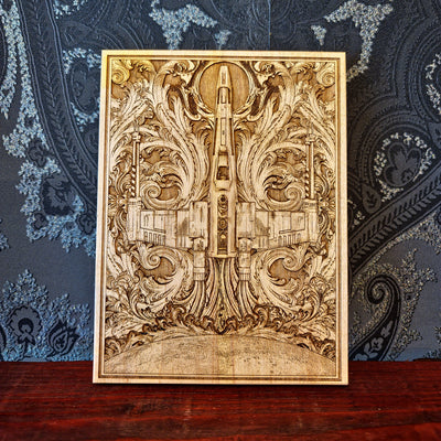 x-wing star wars ship wood engraved