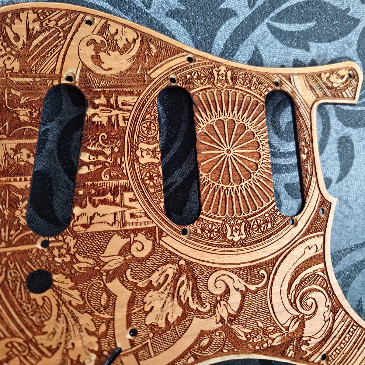 Natural wood Stratocaster guitar pickguard made from real cherrywood