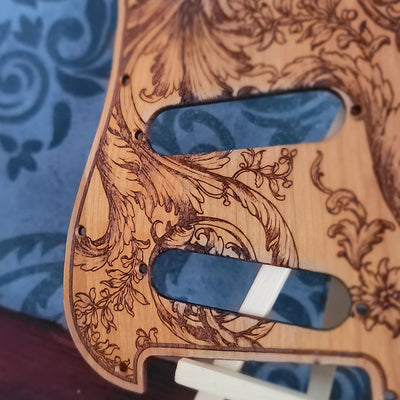 Stratocaster HSS & SSS Wood Pickguard - Floral 1