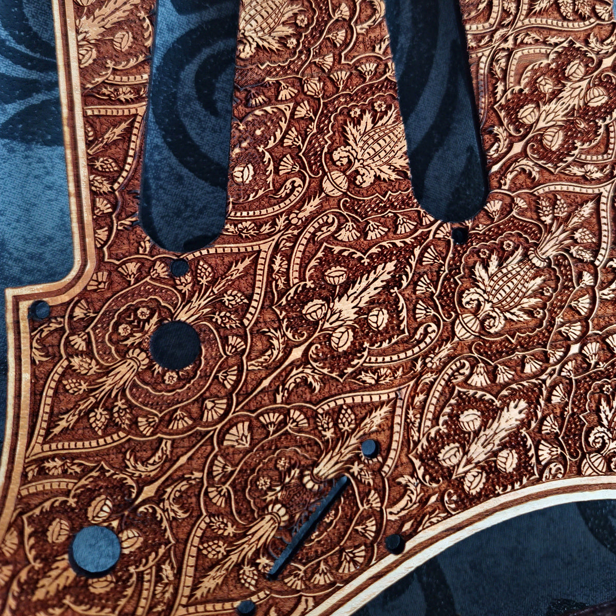 Handmade Stratocaster wooden pickguard with natural wood grain