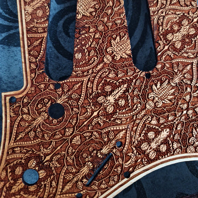 Handmade Stratocaster wooden pickguard with natural wood grain