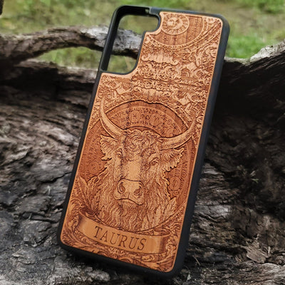 Taurus astrology wood phone case for spiritual zodiac lovers