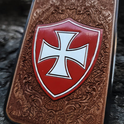 Templar Cross wood phone case – laser engraved & painted for iPhone , Galaxy S – medieval knight design