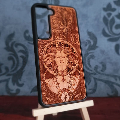 wood phone case laser engraved with diablo video game