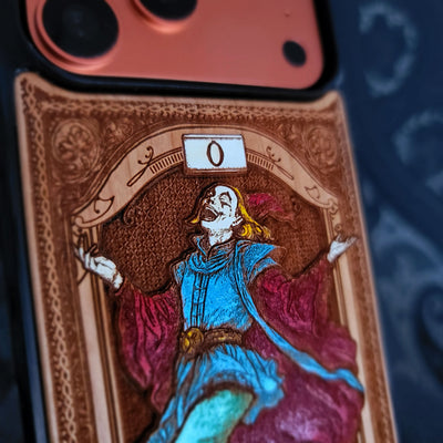 The Fool Tarot Card Wood Phone Case Painted