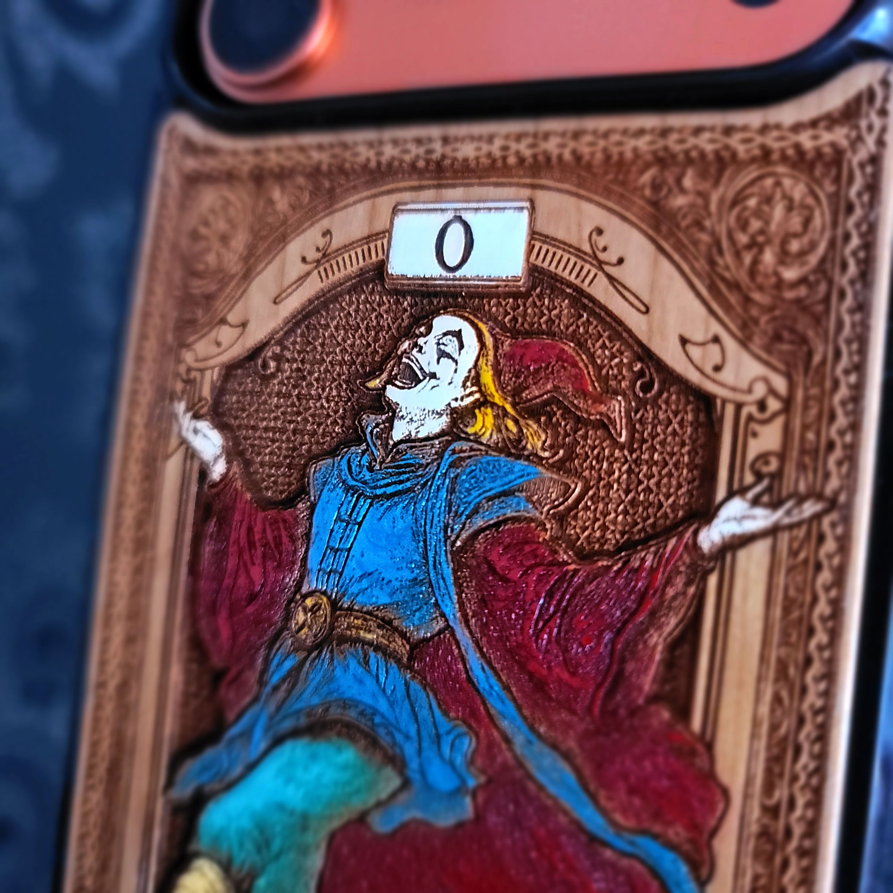 The Fool Tarot Card Wood Phone Case Painted