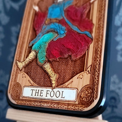 The Fool Tarot Card Wood Phone Case Painted