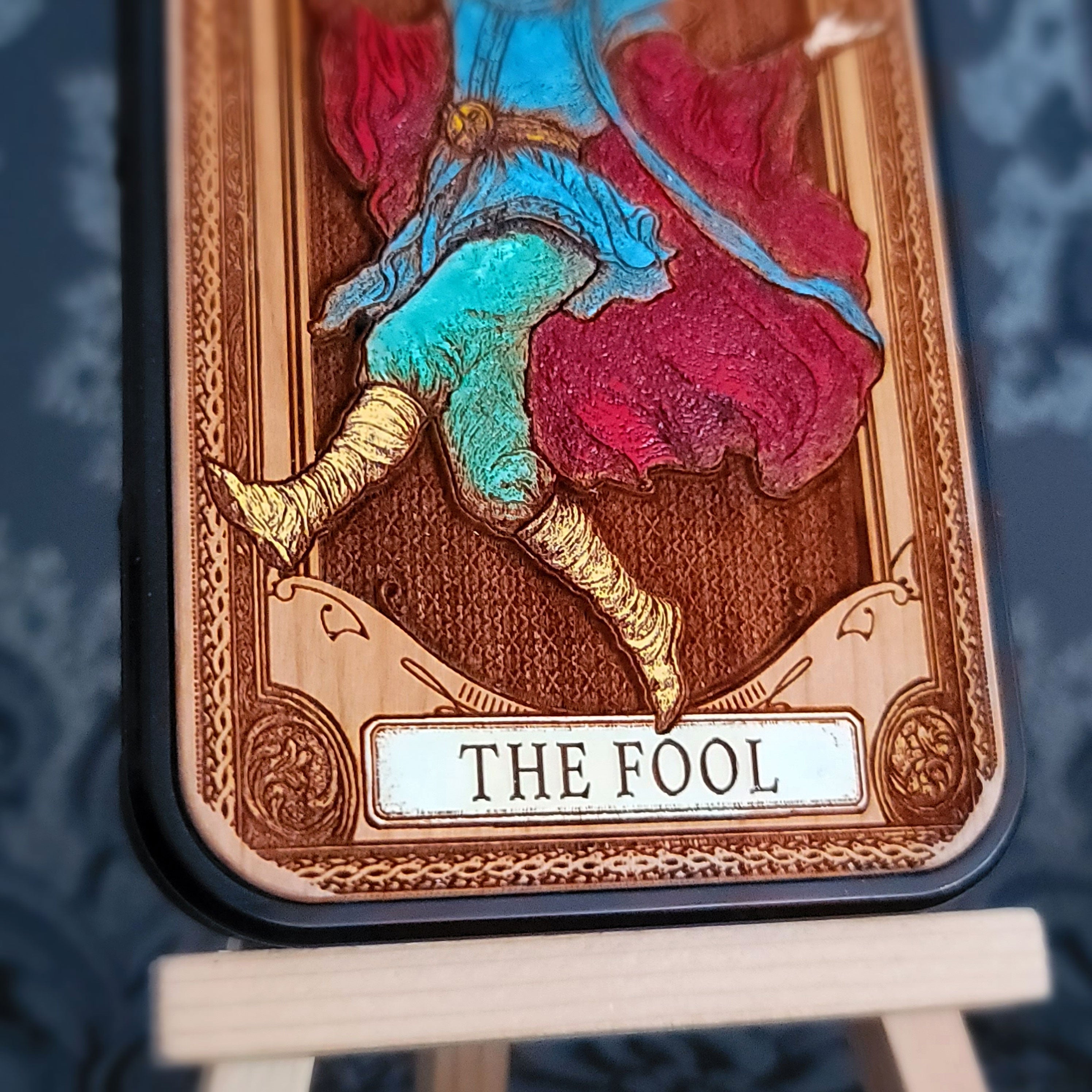 The Fool Tarot Card Wood Phone Case Painted