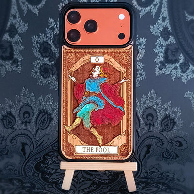 The Fool Tarot Card Wood Phone Case Painted