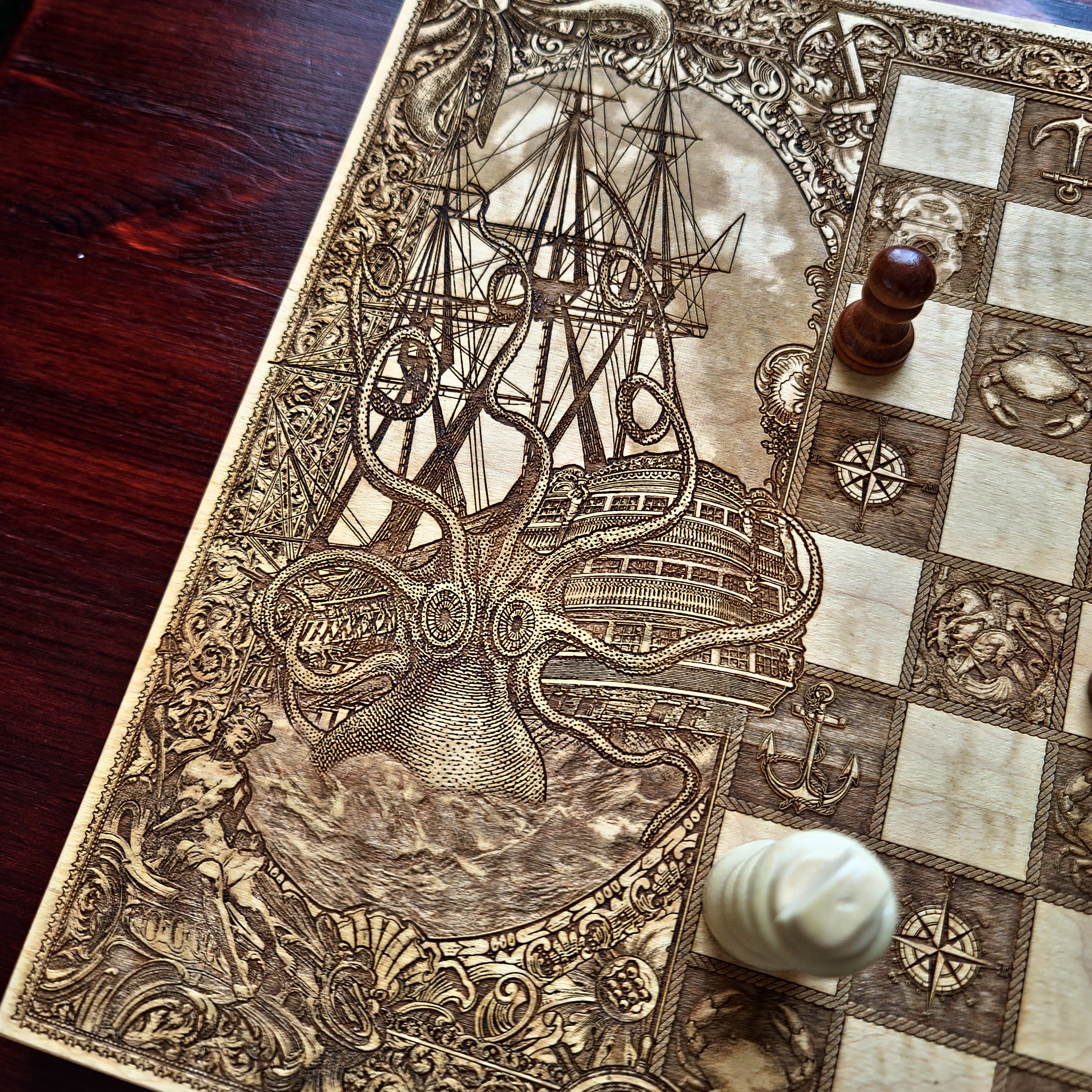 The Kraken vs Ship Chess Board