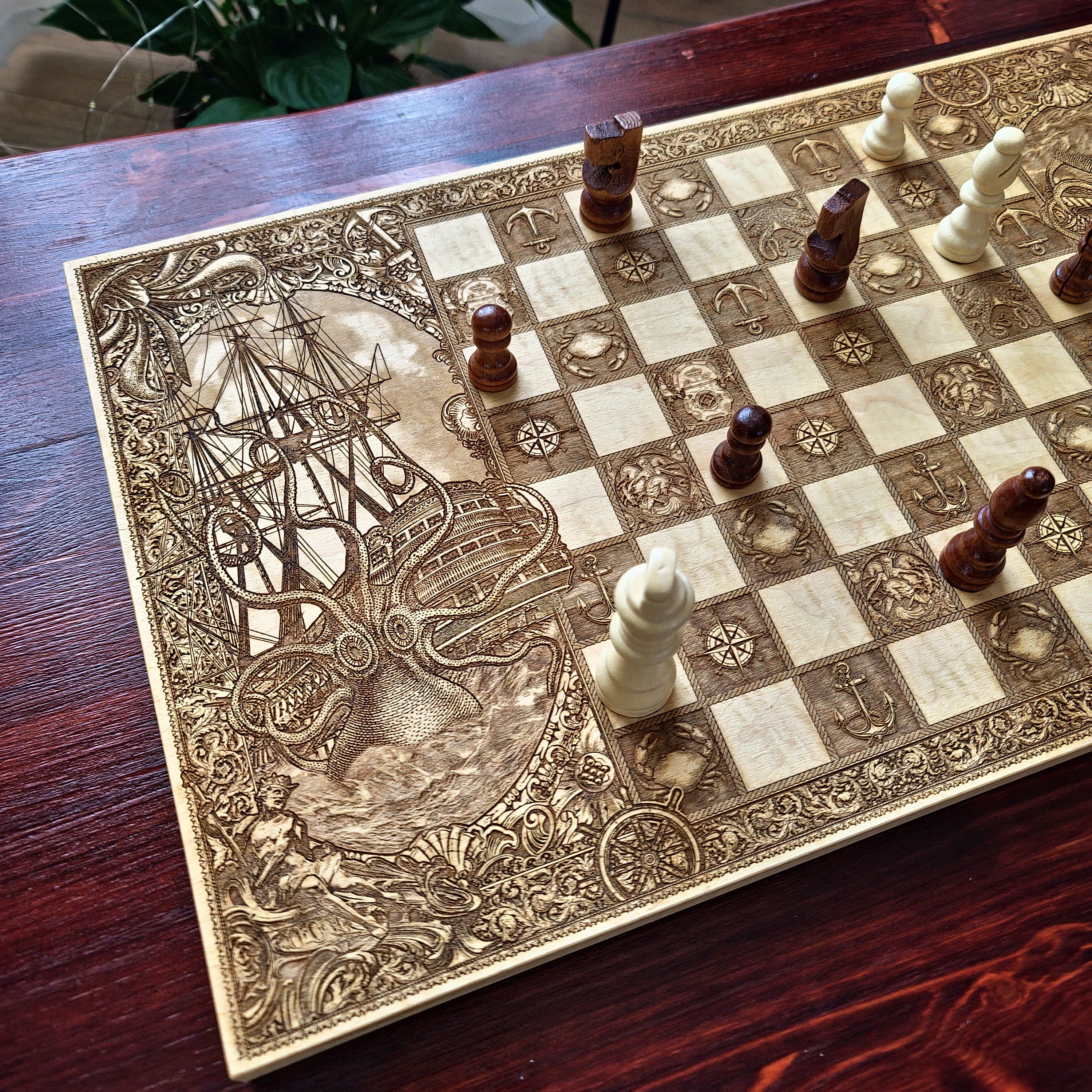 The Kraken vs Ship Chess Board