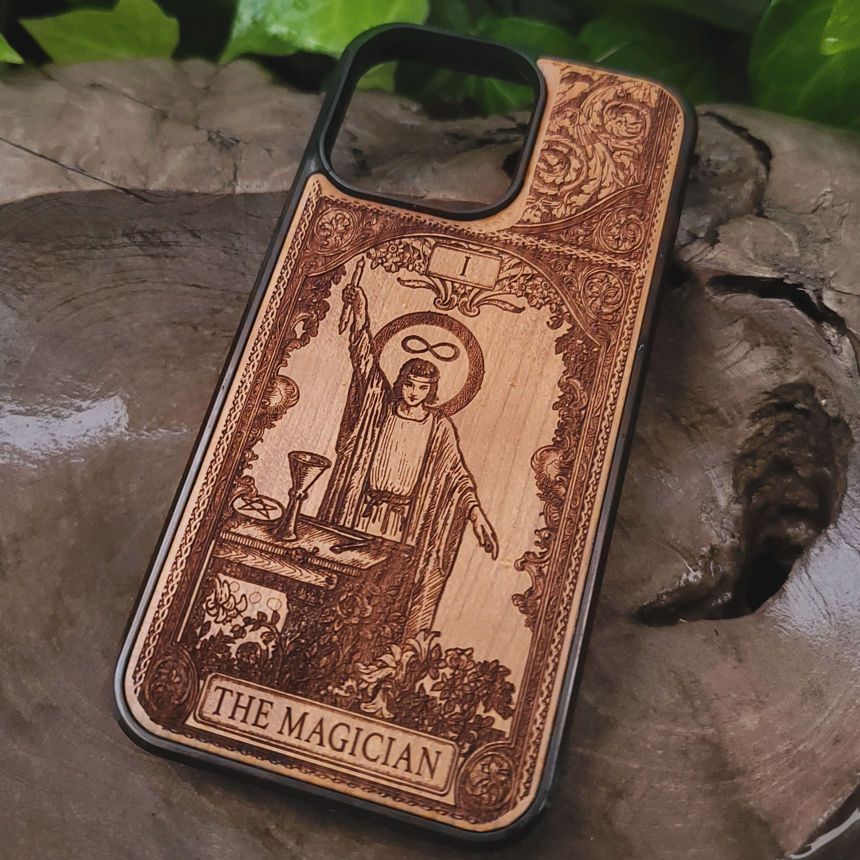 The Magician Tarot Card Wood Phone Case