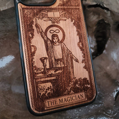 The Magician Tarot Card Wood Phone Case