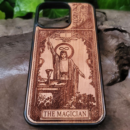 The Magician Tarot Card Wood Phone Case