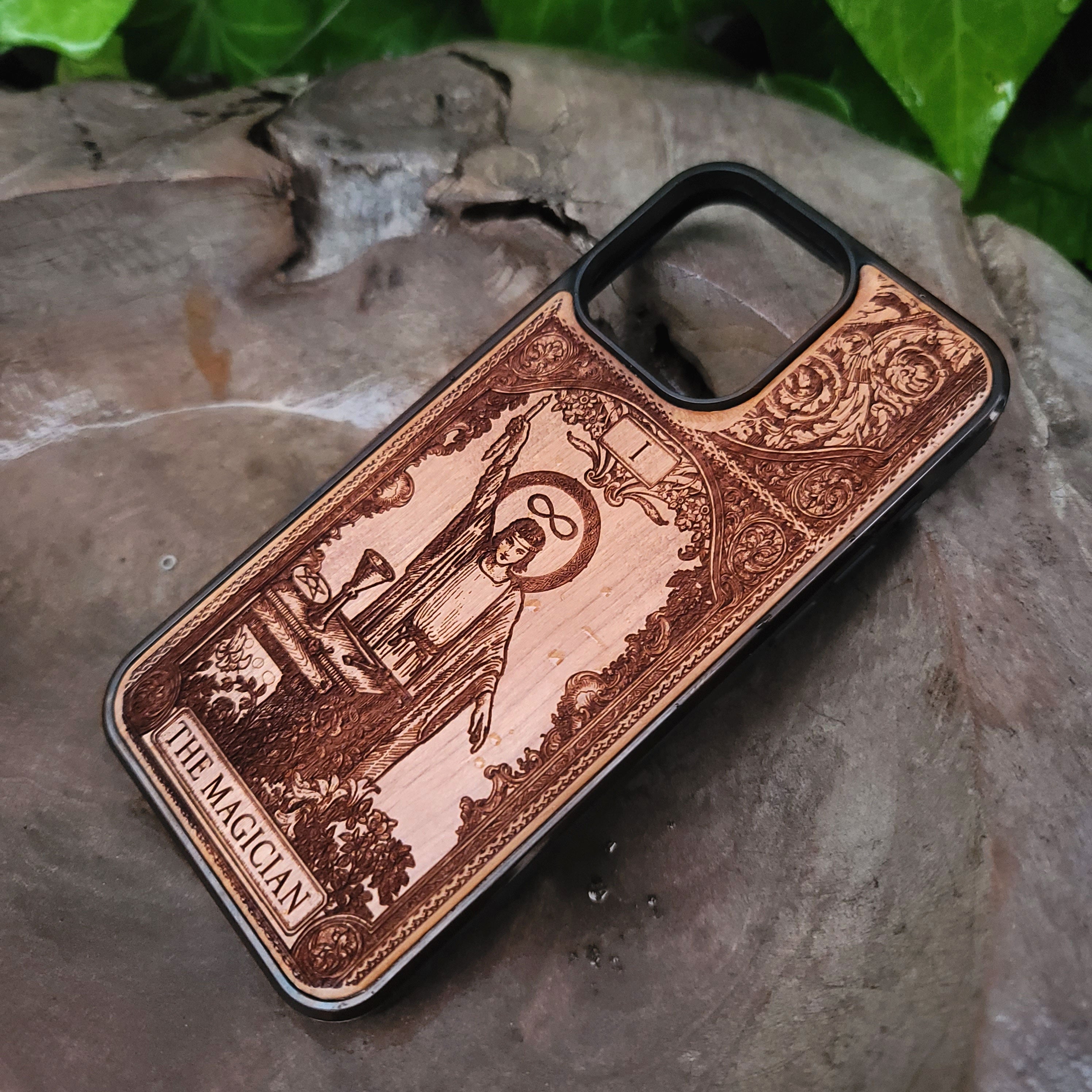 The Magician Tarot Card Wood Phone Case