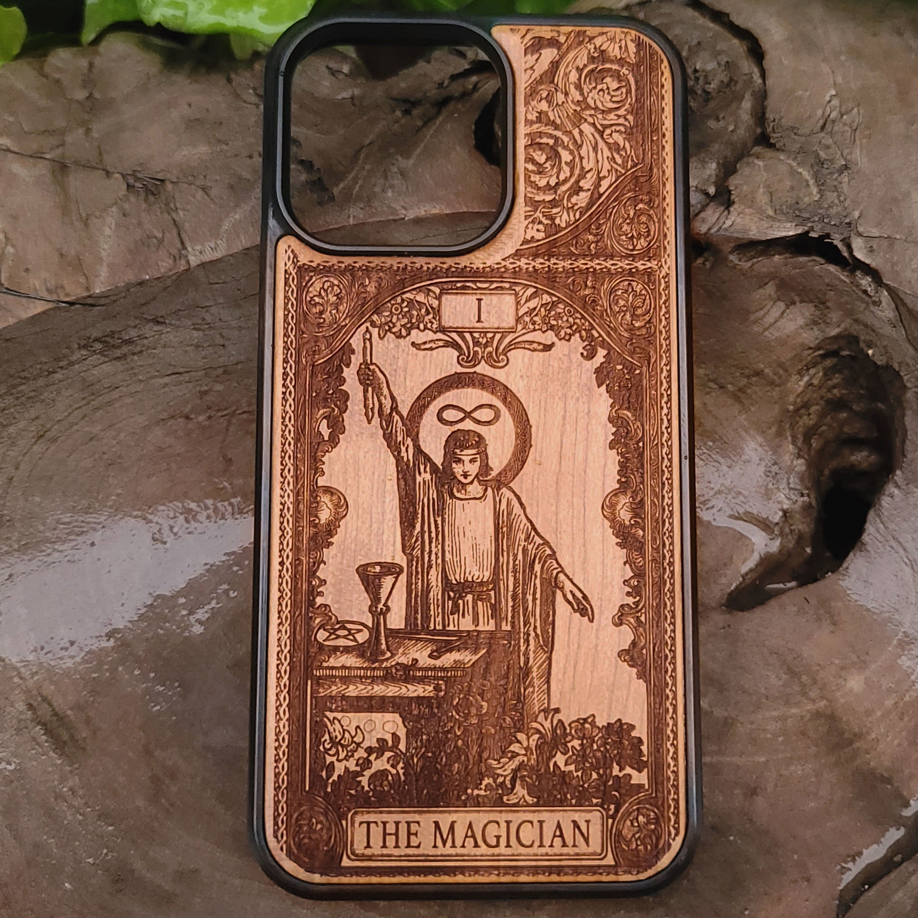 The Magician Tarot Card Wood Phone Case