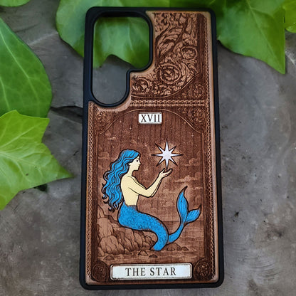 the star tarot card wood phone case