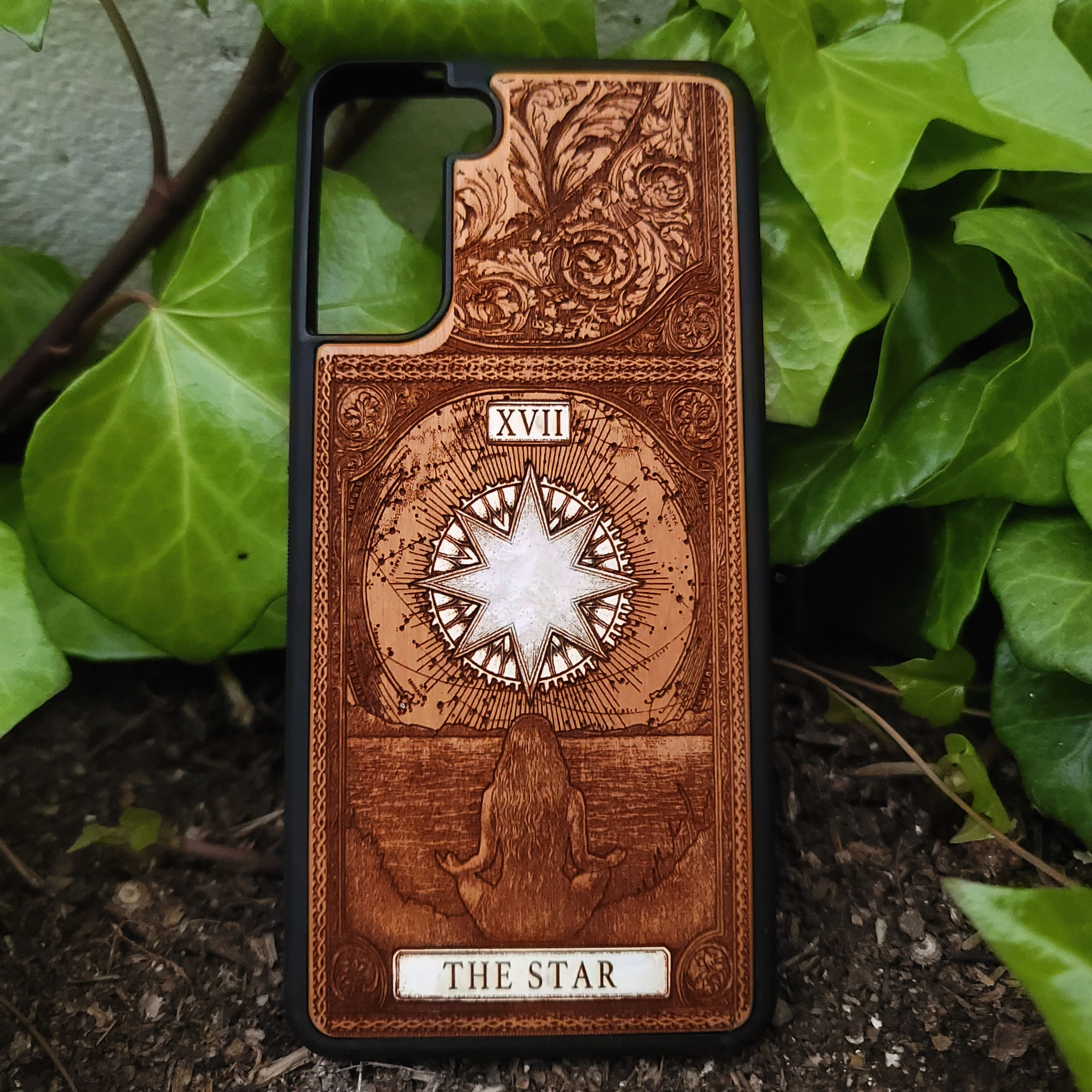 The Star Tarot Card Wood Phone Case Painted