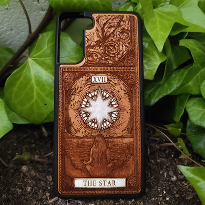 The Star Tarot Card Wood Phone Case Painted