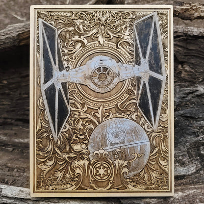 Tie Fighter wood wall art - handcrafted Star Wars spaceship decor