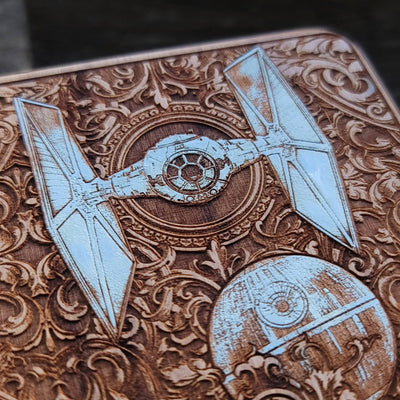 Intergalactic Ship III Star Wars Wireless Charger Hand Painted Star Wars engraved wood phone case
