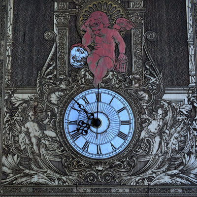 Handmade large gothic maple wood clock with intricate laser engraving. A unique, elegant statement piece—perfect for weddings, anniversaries, and gothic décor lovers.