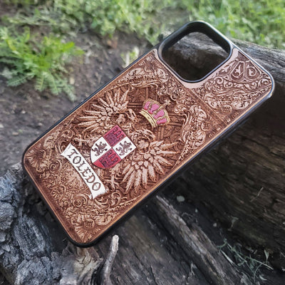 Spanish heritage phone case with gothic Toledo coat of arms design.
