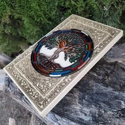 Gothic engraved wood art – gothic art, engraved wood, dark fantasy, skeleton design, artisan crafted