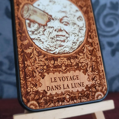 iPhone & Samsung Galaxy Wood Phone Case -Artwork "Trip to the Moon" Hand Painted